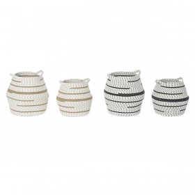 Set di Cestini DKD Home Decor 40 x 40 x 40 cm Iuta Boho (2 Unità)