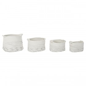 Set di Cestini DKD Home Decor Bianco Nero Boho 36 x 36 x 33 cm (4 Pezzi)
