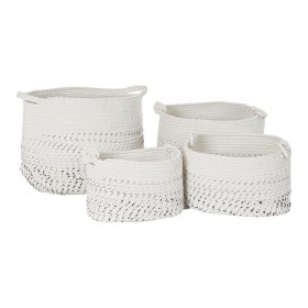Set di Cestini DKD Home Decor Bianco Nero Boho 36 x 36 x 33 cm (4 Pezzi)
