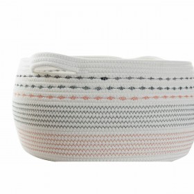 Set di Cestini DKD Home Decor Bianco Nero Arancio 52 x 43 x 25 cm