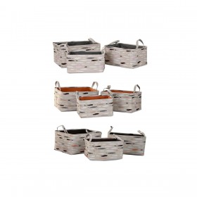 Set di Cestini DKD Home Decor Marrone Grigio Arancio 40 x 30 x 20 cm (3 Unità)