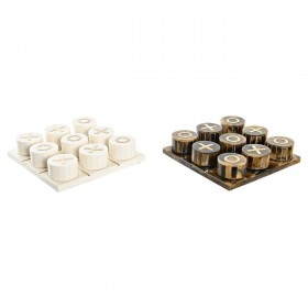 Statua Decorativa DKD Home Decor Gioco da Tavolo 20,5 x 20,5 x 5 cm Bianco Ambra Metallizzato Moderno