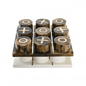 Statua Decorativa DKD Home Decor Gioco da Tavolo 20,5 x 20,5 x 5 cm Bianco Ambra Metallizzato Moderno