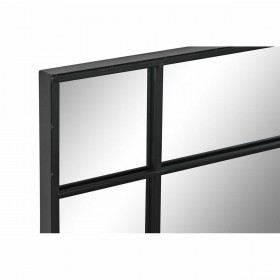 Specchio da parete DKD Home Decor Nero Cristallo Ferro 90 x 3 x 90 cm