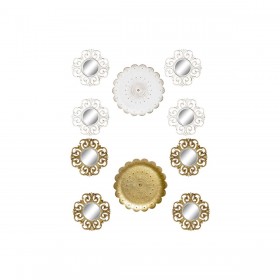Set di Specchi DKD Home Decor Cristallo Dorato Bianco PP 2 Unità Moderno Decapaggio (35 x 2 x 35 cm)