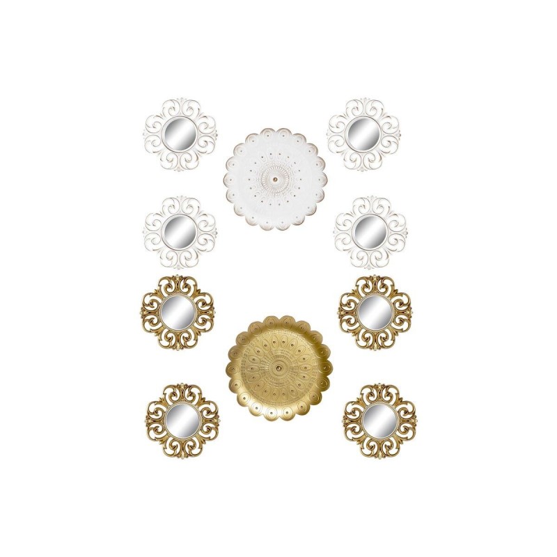 Set di Specchi DKD Home Decor Cristallo Dorato Bianco PP 2 Unità Moderno Decapaggio (35 x 2 x 35 cm)