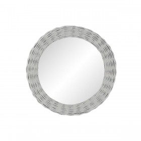 Specchio da parete DKD Home Decor Bianco Cottage Intrecciato Ø 60 cm 63 x 4 x 63 cm