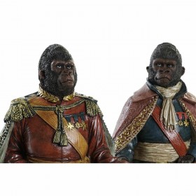 Statua Decorativa DKD Home Decor 14 x 12,5 x 31,5 cm Marrone Multicolore Coloniale Gorilla (2 Unità)