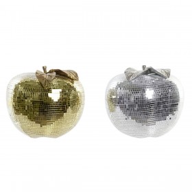 Palla da Discoteca DKD Home Decor Argentato Dorato Resina Mela Moderno (21 x 21 x 19 cm) (2 Unità)