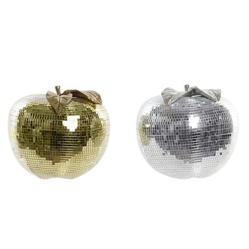 Palla da Discoteca DKD Home Decor Argentato Dorato Resina Mela Moderno (21 x 21 x 19 cm) (2 Unità)