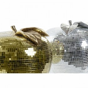 Palla da Discoteca DKD Home Decor Argentato Dorato Resina Mela Moderno (21 x 21 x 19 cm) (2 Unità)