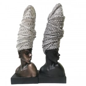 Statua Decorativa DKD Home Decor Resina Africana (15,5 x 13,5 x 42 cm) (2 Unità)