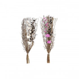 Mazzo DKD Home Decor Rosa Marrone Bianco Fiore secco (2 Unità) (30 x 30 x 65 cm)