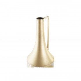 Vaso DKD Home Decor Dorato Metallo Crema Tropicale Foglia della pianta (21 x 21 x 81 cm)
