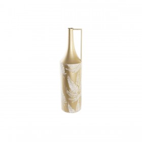 Vaso DKD Home Decor Dorato Metallo Crema Tropicale Foglia della pianta (21 x 21 x 81 cm)