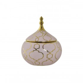 Scatola-Portagioie DKD Home Decor Rosa Dorato Porcellana 14 x 14 x 17 cm