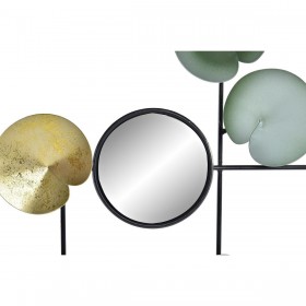 Decorazione da Parete DKD Home Decor Specchio Fogli Dorato Metallo Menta Orientale (45 x 3 x 30 cm)