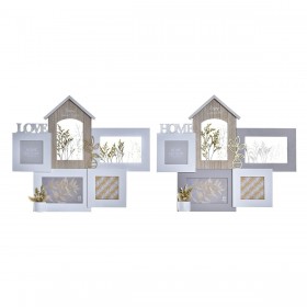 Cornice Portafoto DKD Home Decor Love Home Legno Fiore Naturale (46 x 3 x 39 cm) (2 Unità)