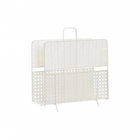 Portariviste DKD Home Decor Bianco Naturale Metallo vimini Boho 36,5 x 15 x 41 cm