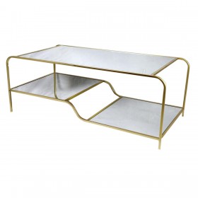 Tavolino da Caffè DKD Home Decor Glamour Dorato Metallo Specchio 120 x 60 x 45 cm