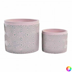 Set di vasi da fiori DKD Home Decor Cemento 2 Pezzi 2 Unità (17 x 17 x 15 cm)