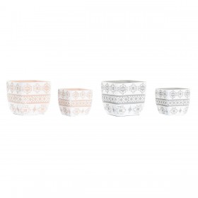 Set di Vasi DKD Home Decor Grigio Beige Cemento Tropicale (2 Unità) (14 x 14 x 13 cm)