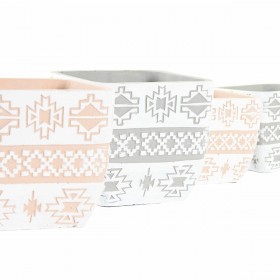 Set di Vasi DKD Home Decor Grigio Beige Cemento Tropicale (2 Unità) (14 x 14 x 13 cm)
