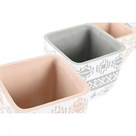 Set di Vasi DKD Home Decor Grigio Beige Cemento Tropicale (2 Unità) (14 x 14 x 13 cm)