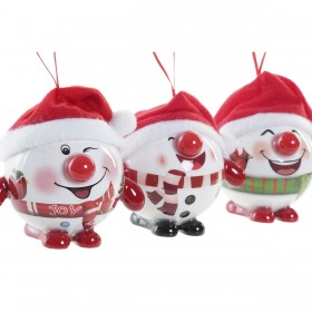 Palla di Natale DKD Home Decor Rosso Bianco PVC Pupazzo di Neve (3 Unità)