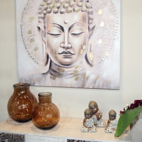 Quadro Alexandra House Living Legno Buddha 100 x 100 x 3 cm