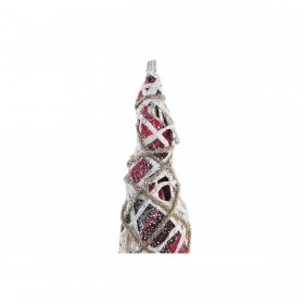 Decorazione DKD Home Decor Coni Natale LED Bianco Nero Rosso Naturale Nevoso 20 x 20 x 80 cm (3 Pezzi)