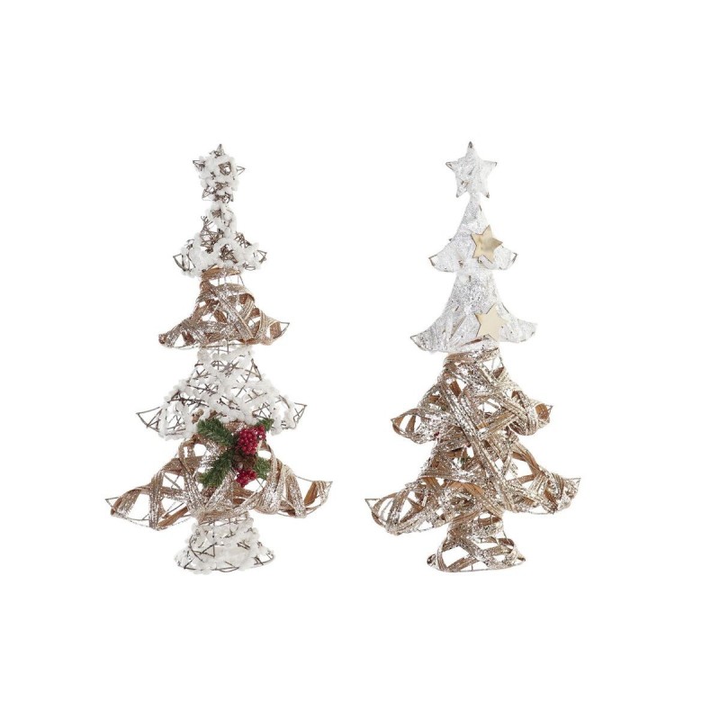 Albero di Natale DKD Home Decor Dorato Bianco Rattan (32 x 10 x 56 cm) (2 Unità)