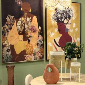 Quadro Alexandra House Living Legno Fiori 80 x 4 x 120 cm