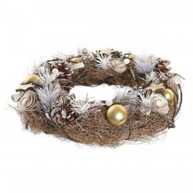 Ghirlanda di Natale DKD Home Decor Naturale Dorato Marrone Ananas (34 x 34 x 8 cm)