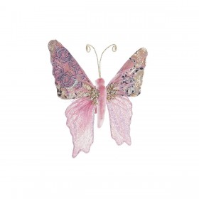 Decorazione Natalizia DKD Home Decor Poliestere Farfalla (22 x 3 x 18 cm) (2 Unità)