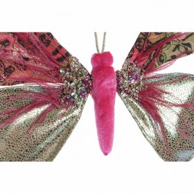 Decorazione Natalizia DKD Home Decor Poliestere Farfalla (22 x 3 x 18 cm) (2 Unità)