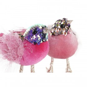 Decorazione Natalizia DKD Home Decor Poliestere Uccello (18 x 8 x 13 cm) (3) (3 Unità)