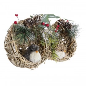 Decorazione Natalizia DKD Home Decor Poliestere Rattan (14 x 11 x 15 cm) (2 Unità)