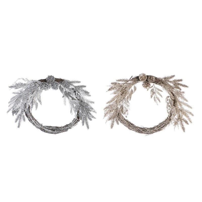 Ghirlanda di Natale DKD Home Decor Metallo Poliestere (50 x 6 x 40 cm) (2 Unità)