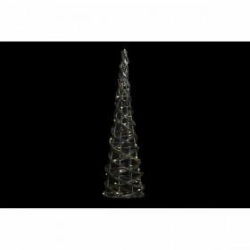 Decorazione DKD Home Decor Argentato Dorato Natale Coni AA x 2, non incluse Rattan (19 x 19 x 62 cm) (2 Unità)
