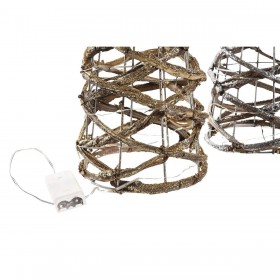Decorazione DKD Home Decor Argentato Dorato Natale Coni AA x 2, non incluse Rattan (19 x 19 x 62 cm) (2 Unità)