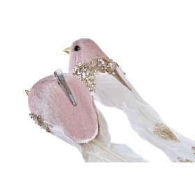 Decorazione Natalizia DKD Home Decor Poliestere Uccello (22 x 7 x 8 cm) (2 Unità)