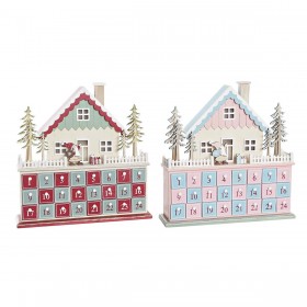 Calendario dell'Avvento DKD Home Decor Legno Casa (32 x 8 x 33 cm) (2 Unità)