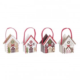 Decorazione Natalizia DKD Home Decor Legno Casa (13 x 7 x 15 cm) (4 Unità)