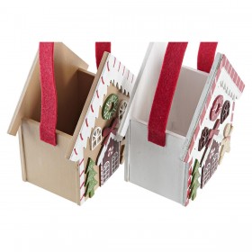 Decorazione Natalizia DKD Home Decor Legno Casa (13 x 7 x 15 cm) (4 Unità)