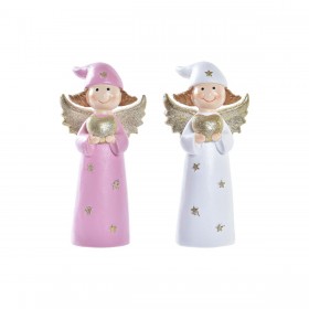 Decorazione Natalizia DKD Home Decor Porcellana Angelo (7 x 5 x 14 cm) (2 Unità)