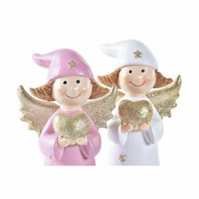 Decorazione Natalizia DKD Home Decor Porcellana Angelo (7 x 5 x 14 cm) (2 Unità)
