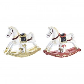 Decorazione Natalizia DKD Home Decor Cavallo Resina (14 x 4 x 11 cm) (2 Unità)