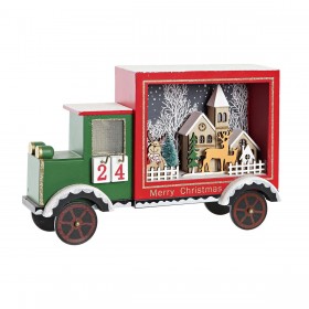 Calendario dell'Avvento DKD Home Decor Camion Luce LED Legno MDF (31 x 9 x 20 cm)
