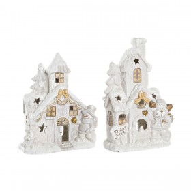 Decorazione Natalizia DKD Home Decor Casa Nevoso Magnesio (38 x 21 x 45 cm) (2 Unità)